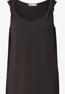 Top met V-hals en knoopdetail