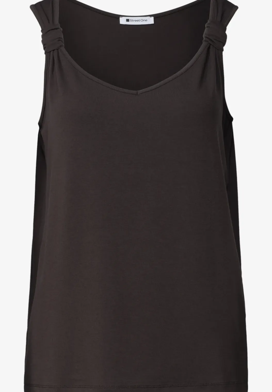 Top met V-hals en knoopdetail