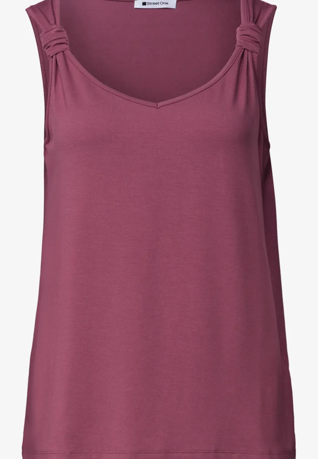 Top met V-hals en knoopdetail