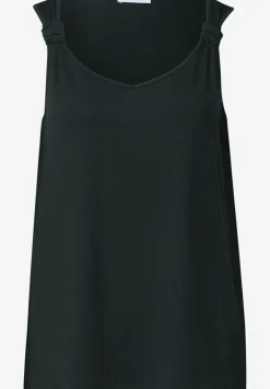 Top met V-hals en knoopdetail