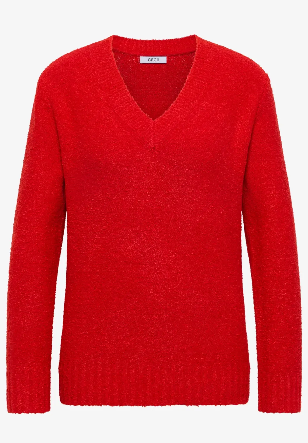 Trui met bouclé V-hals