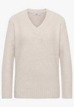 Trui met bouclé V-hals