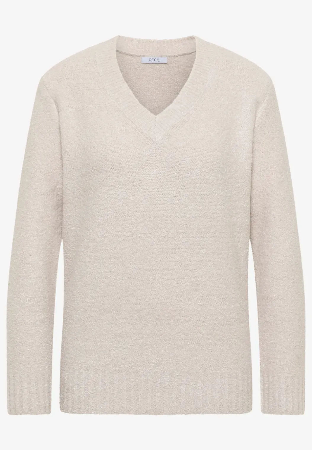 Trui met bouclé V-hals