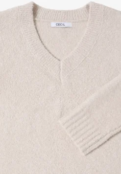 Trui met bouclé V-hals