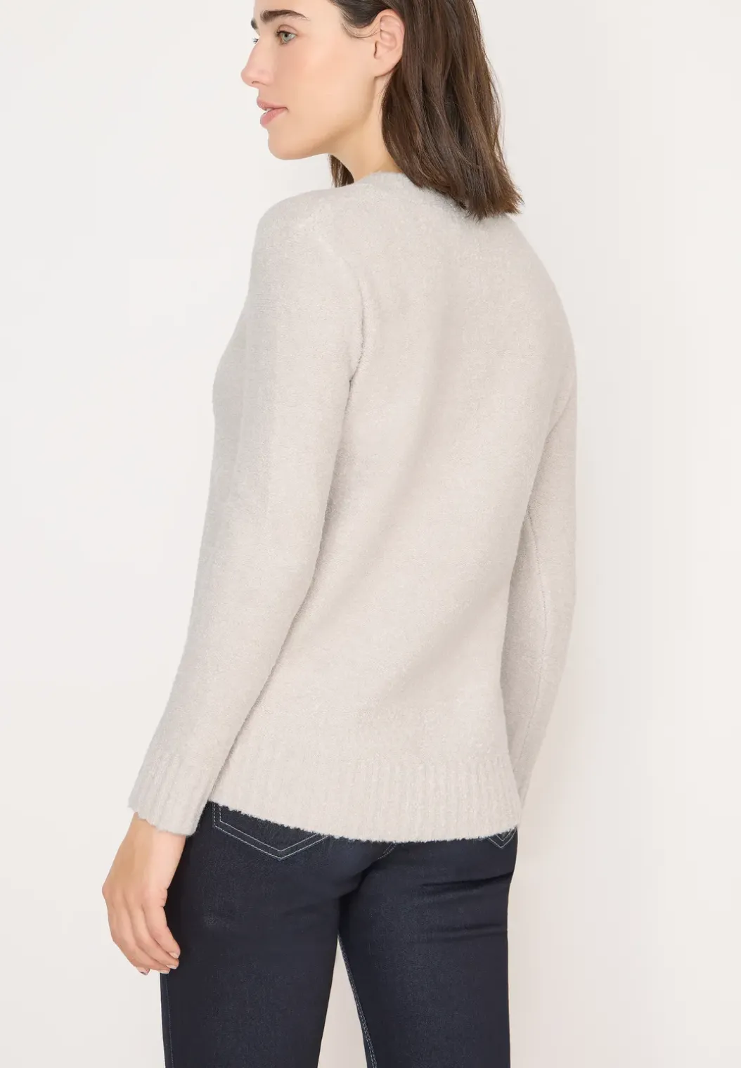 Trui met bouclé V-hals