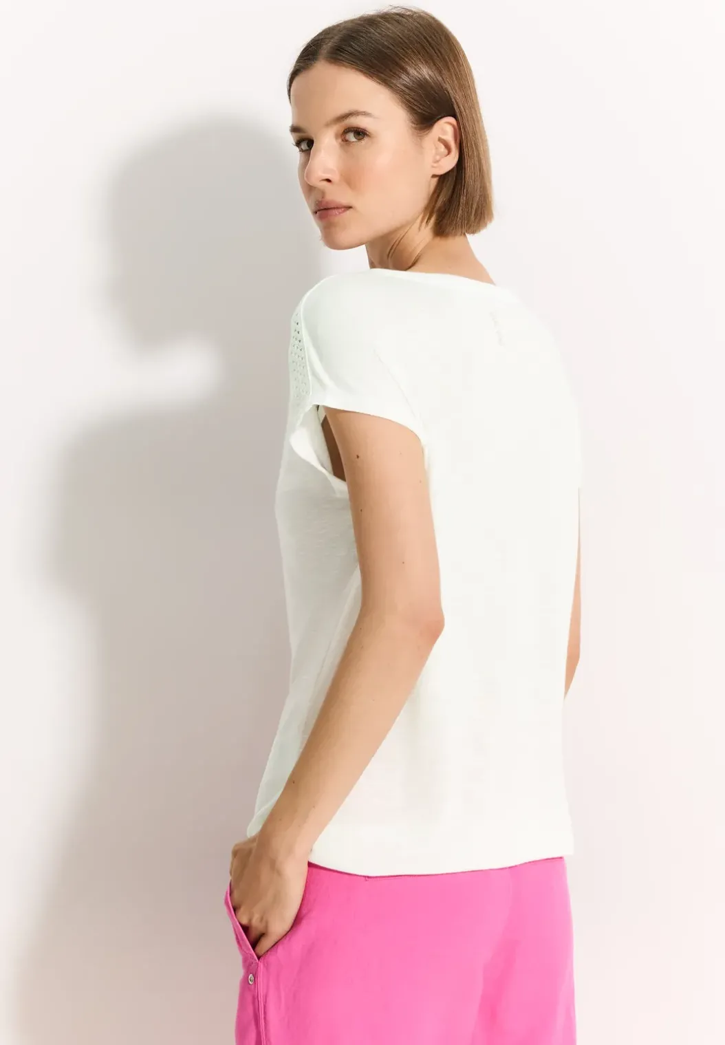 T-shirt met kanten detail