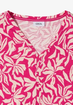 T-shirt met V-hals en bloemenprint