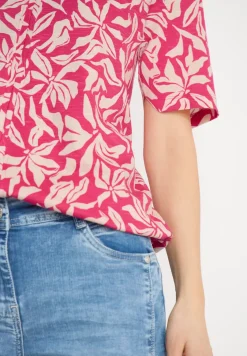 T-shirt met V-hals en bloemenprint