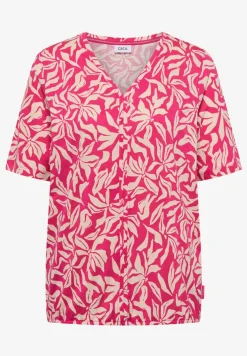 T-shirt met V-hals en bloemenprint