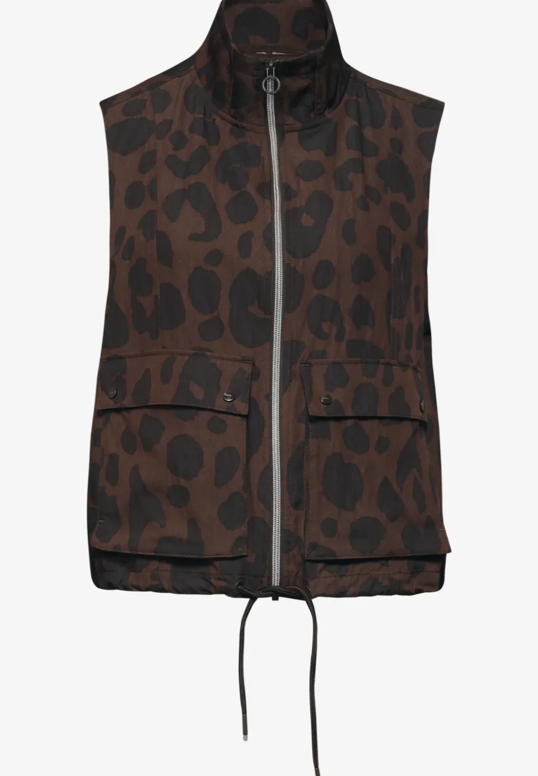 Vest met opstaande kraag en leopatroon