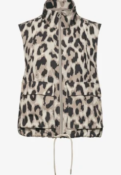 Vest met opstaande kraag en leopatroon