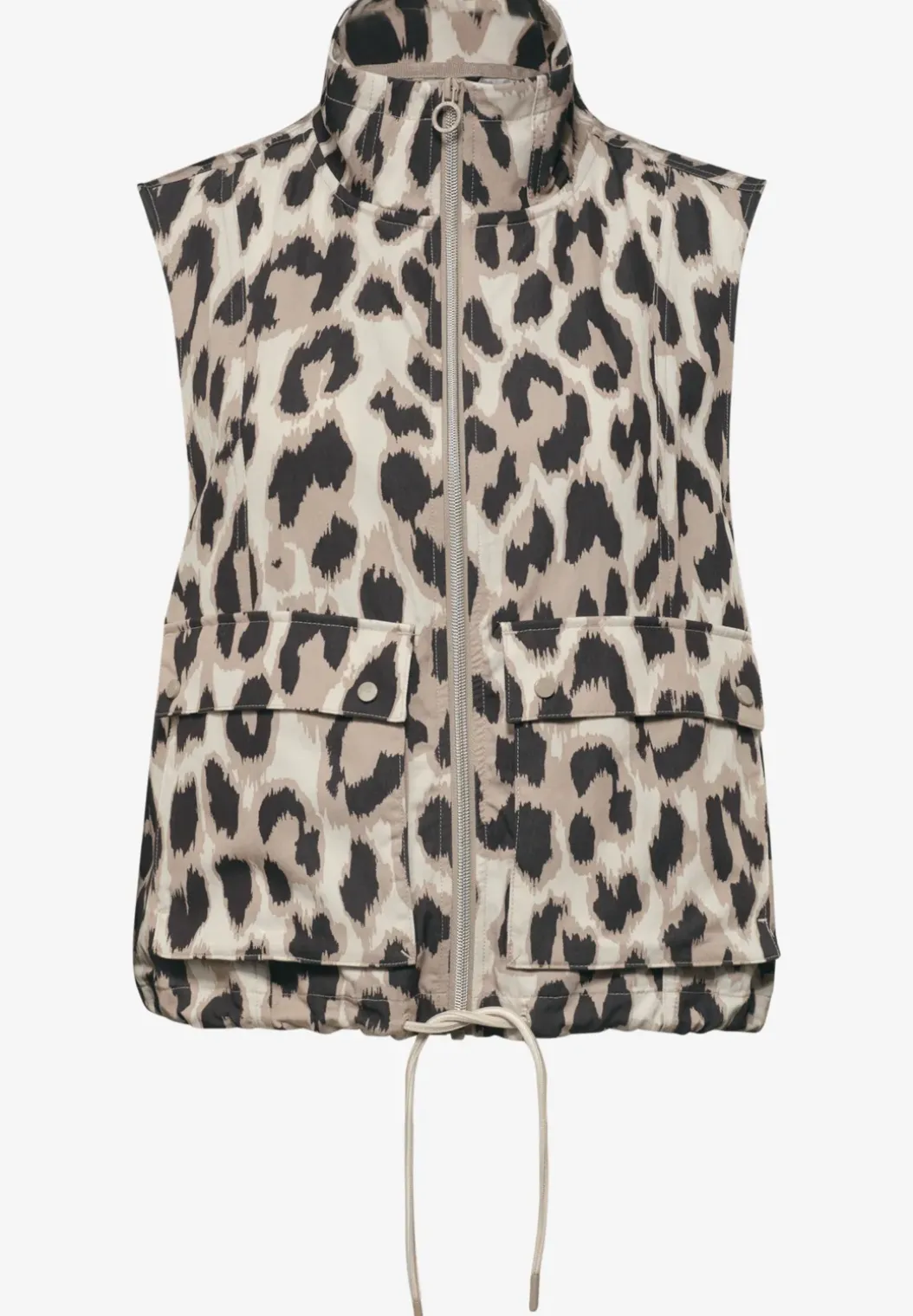 Vest met opstaande kraag en leopatroon