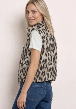 Vest met opstaande kraag en leopatroon