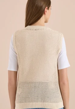Vest met ronde hals in gehaakte look