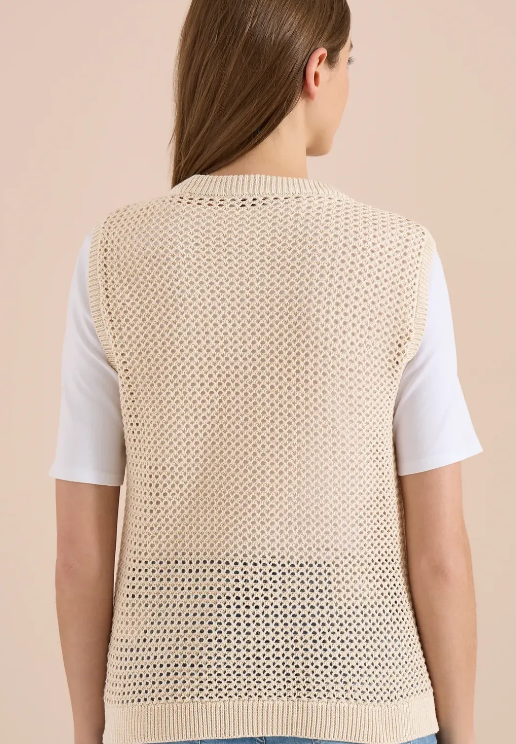 Vest met ronde hals in gehaakte look