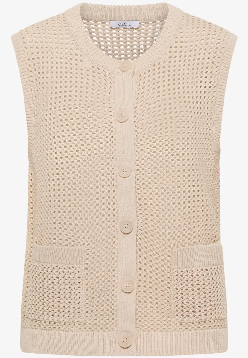 Vest met ronde hals in gehaakte look
