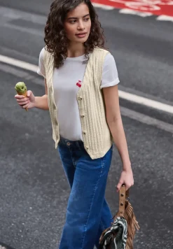 Vest met V-hals en knoopsluiting