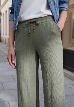 Wide Legs broek in crinkle crashstructuur