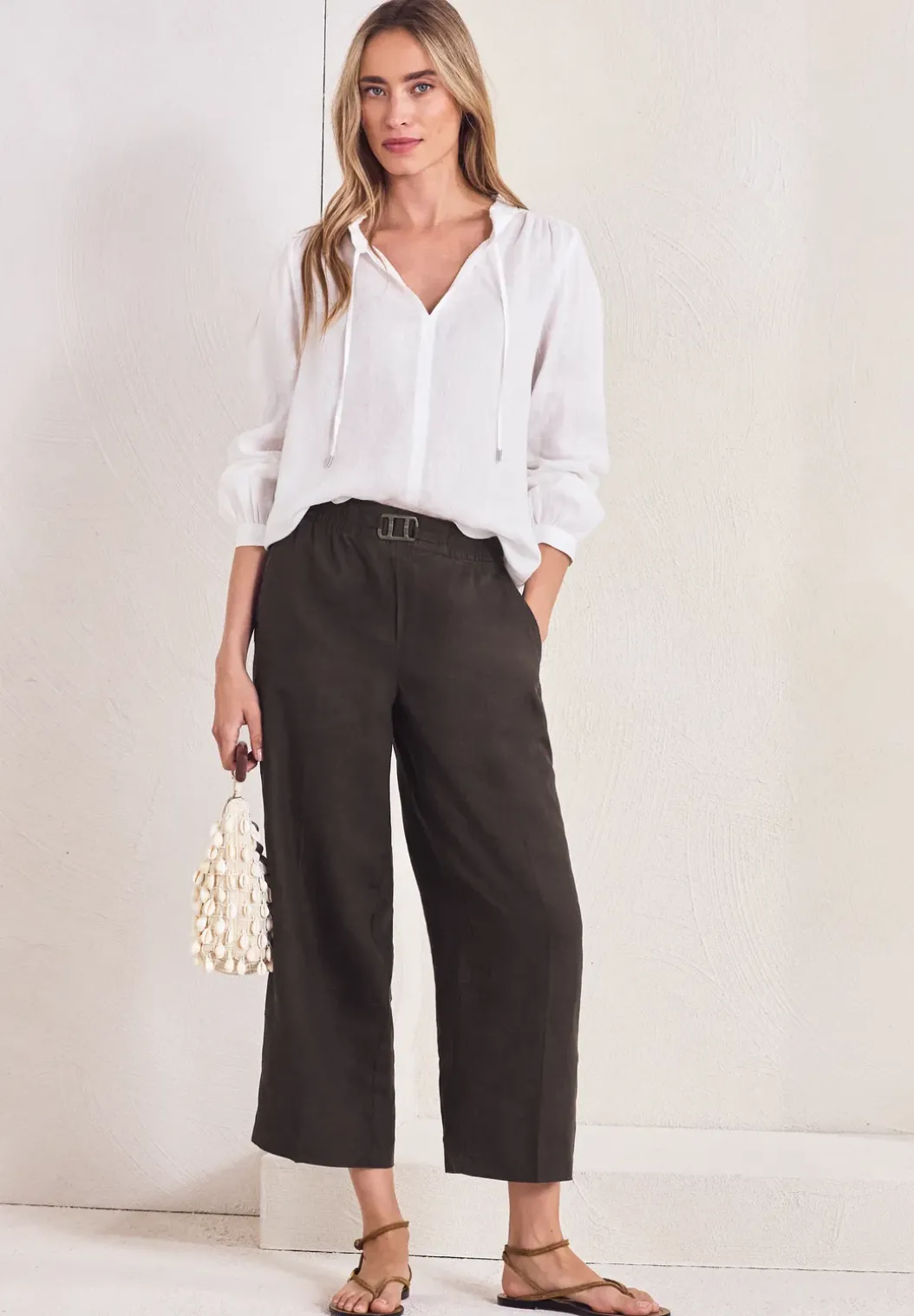 Wide Legs broek in een Loose Fit van linnen