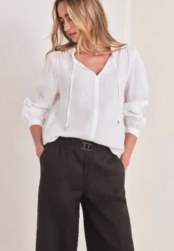 Wide Legs broek in een Loose Fit van linnen