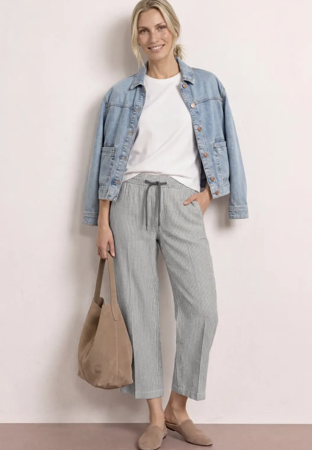 Wide Legs broek in een Loose Fit van linnen