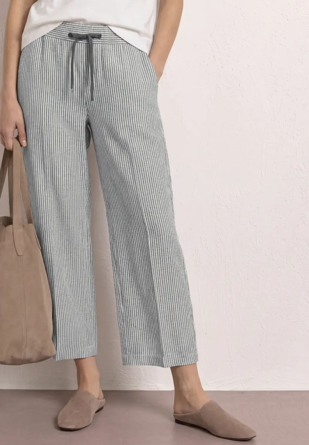 Wide Legs broek in een Loose Fit van linnen