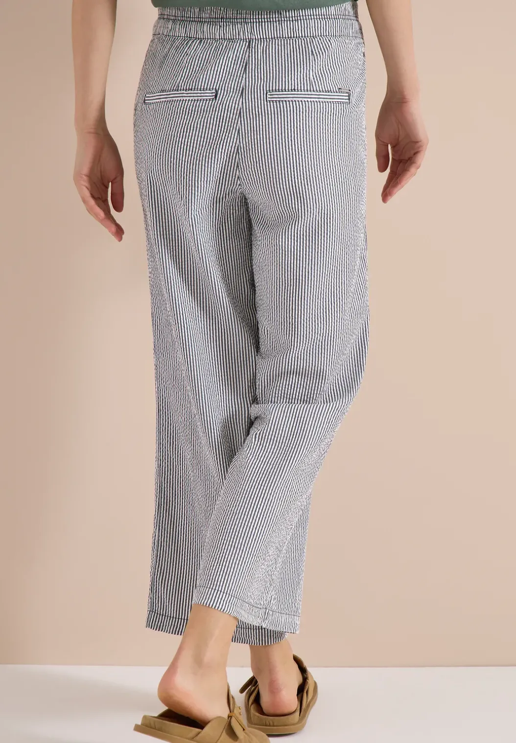 Wide Legs broek in seersucker kwaliteit