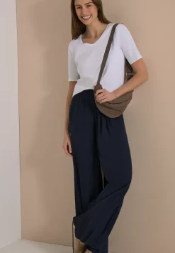 Wide Legs broek met crêpe structuur