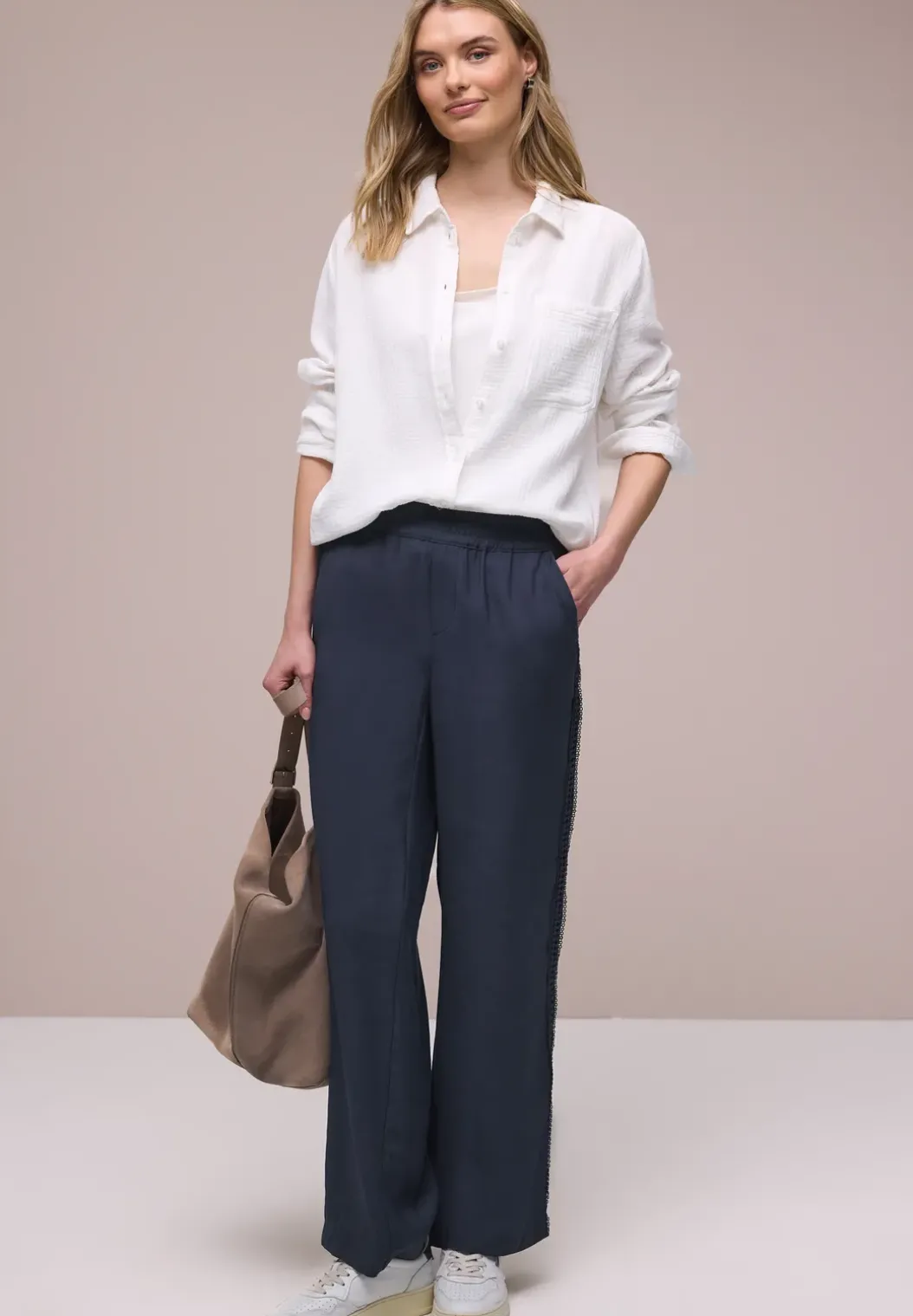 Wide Legs broek met gehaakt band