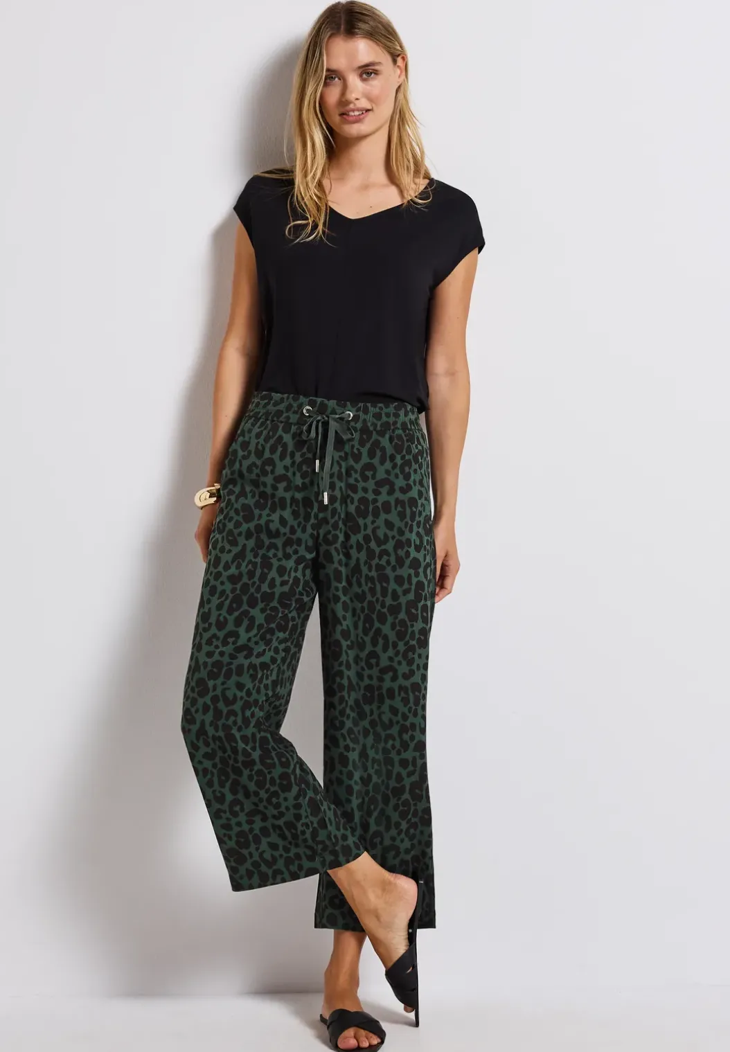 Wide Legs broek met leoprint