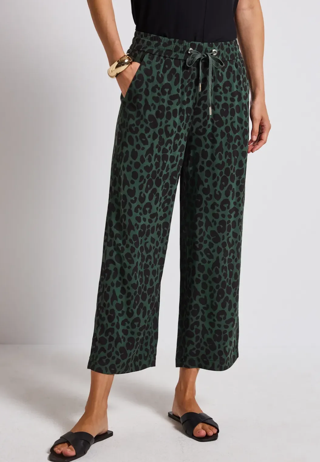Wide Legs broek met leoprint