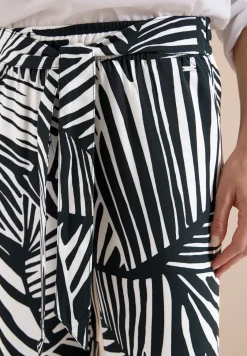 Wide Legs broek met print en riemdetail