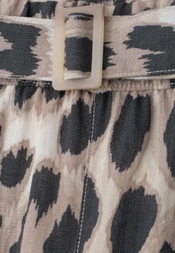 Wide Legs broek met riem en leoprint