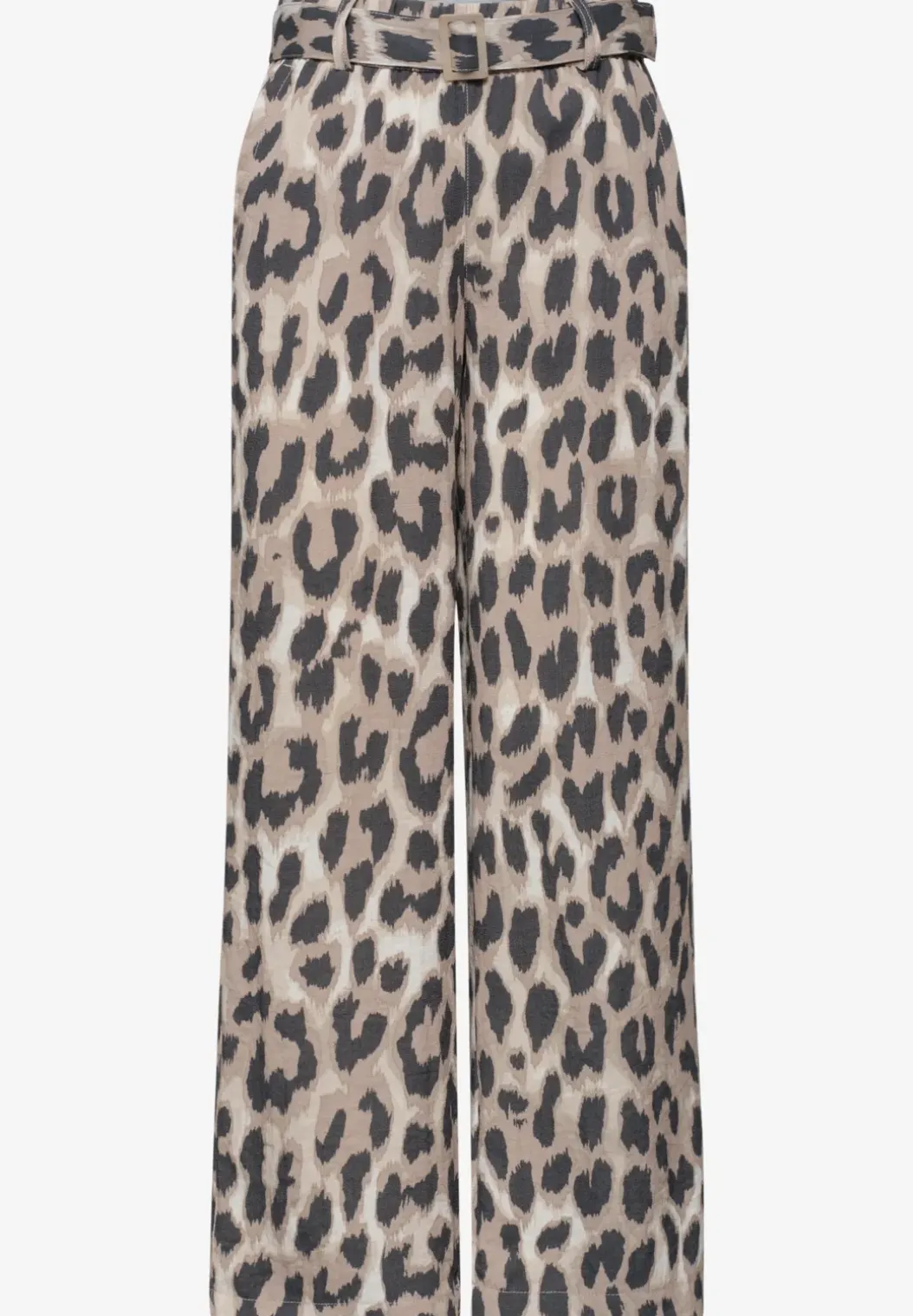 Wide Legs broek met riem en leoprint