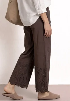 Wide Legs broek met Shiffley borduursel