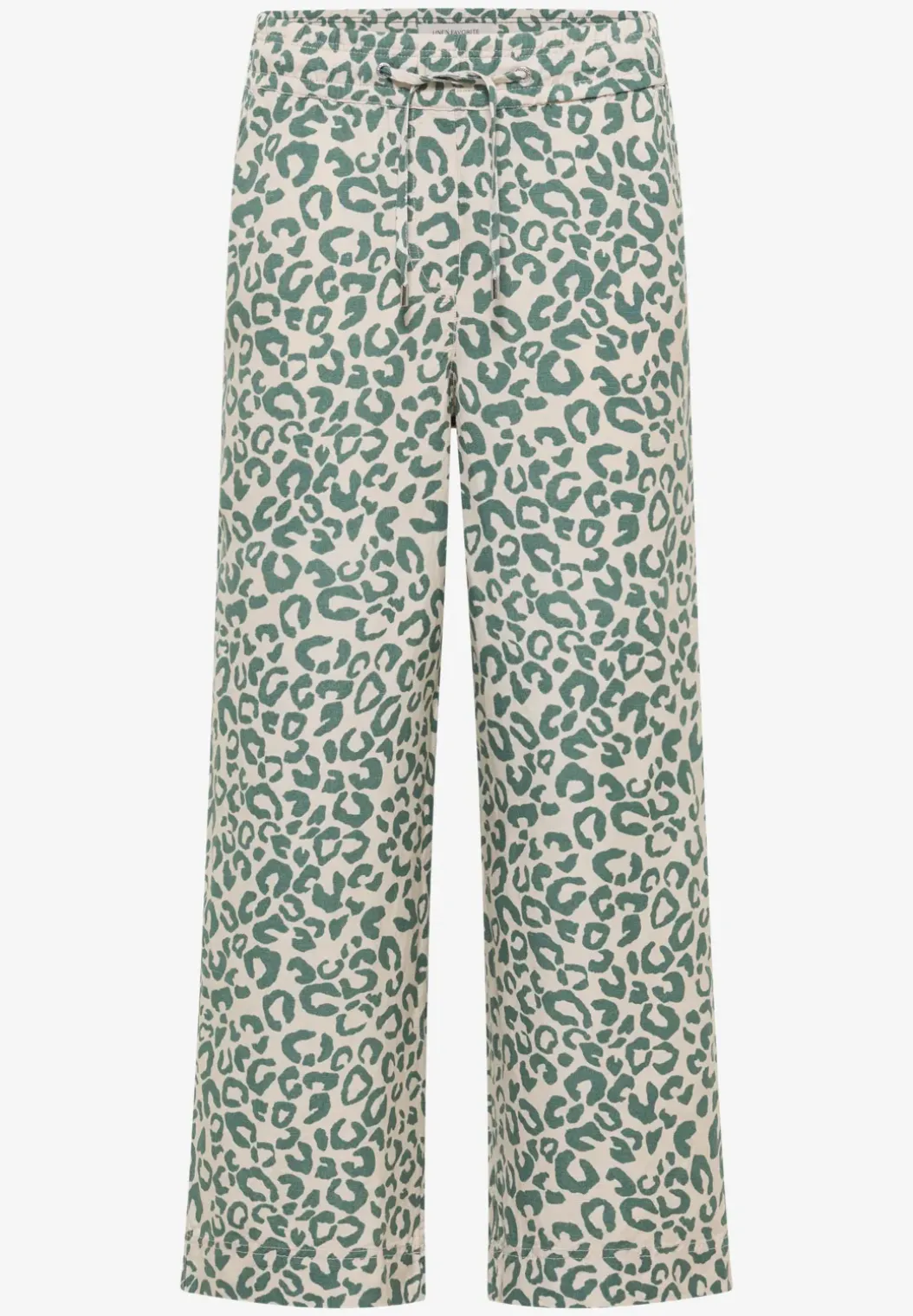 Wide Legs broek van linnenmix met luipaardprint
