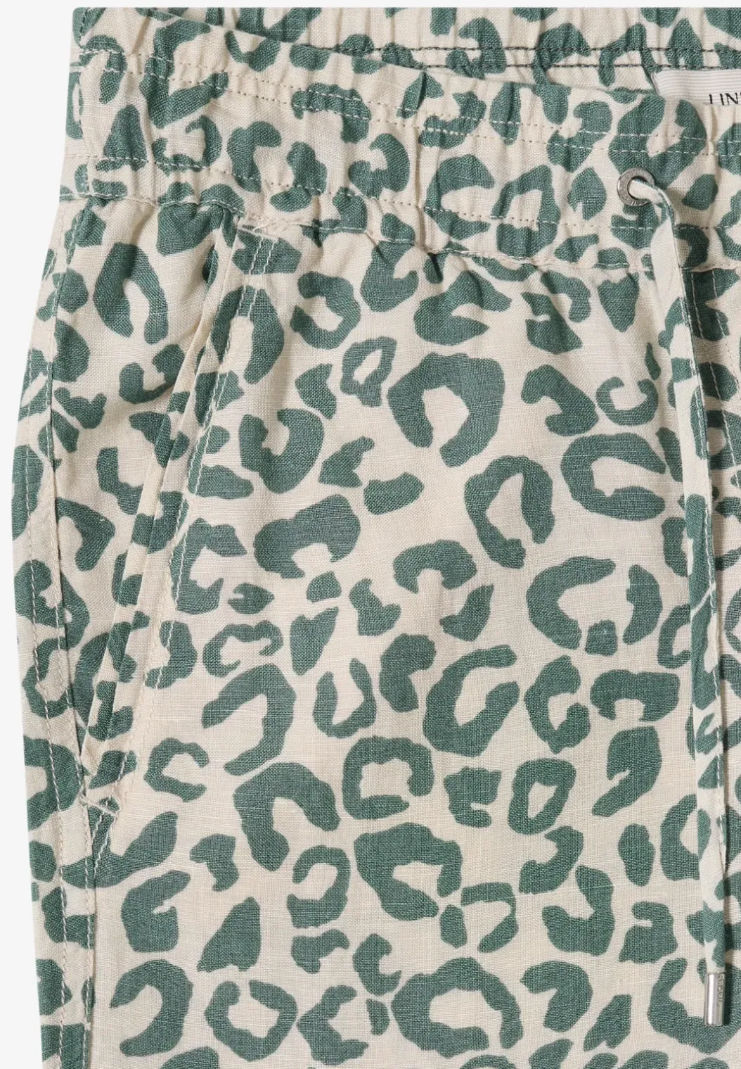 Wide Legs broek van linnenmix met luipaardprint