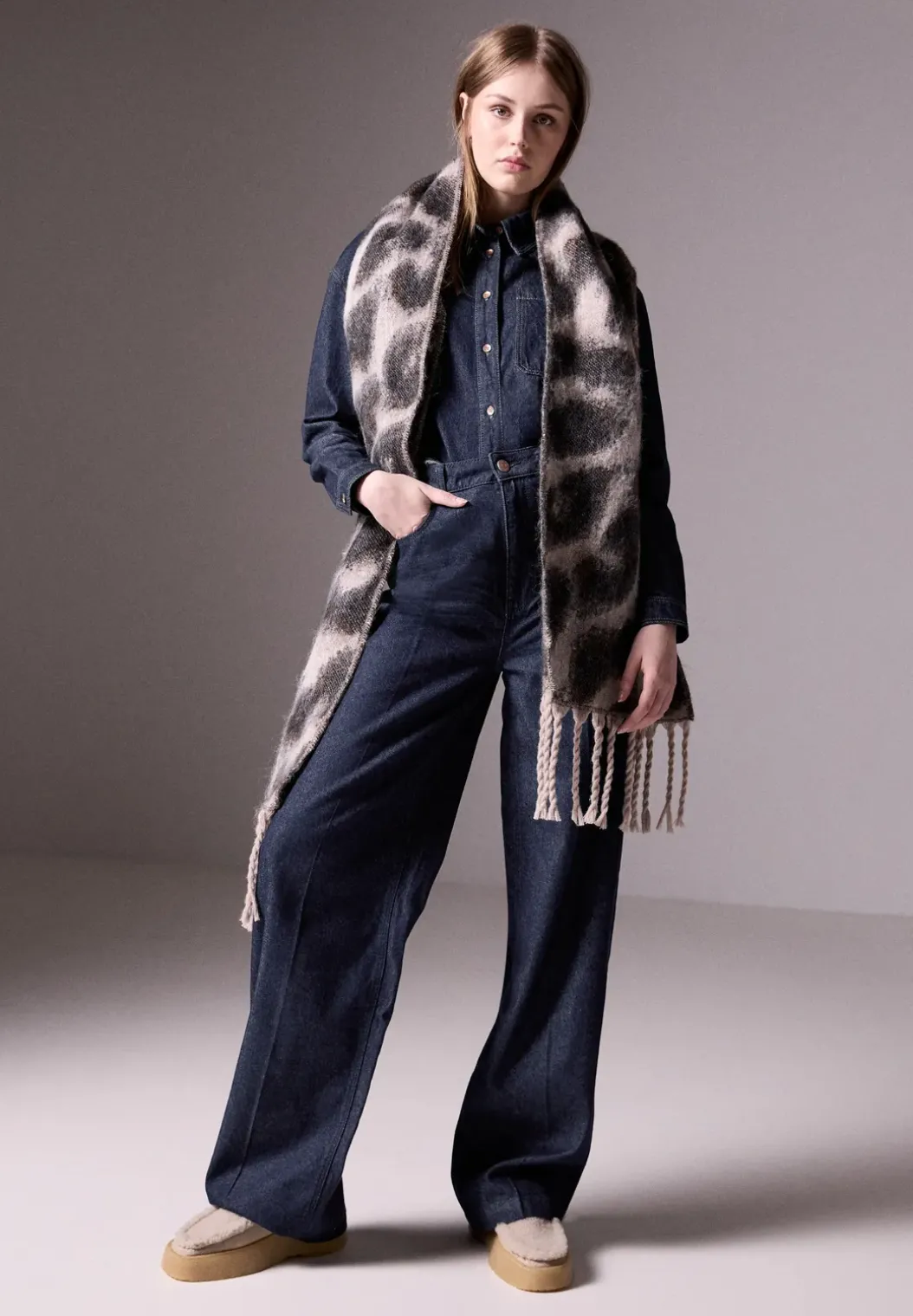 Wijde denim broek