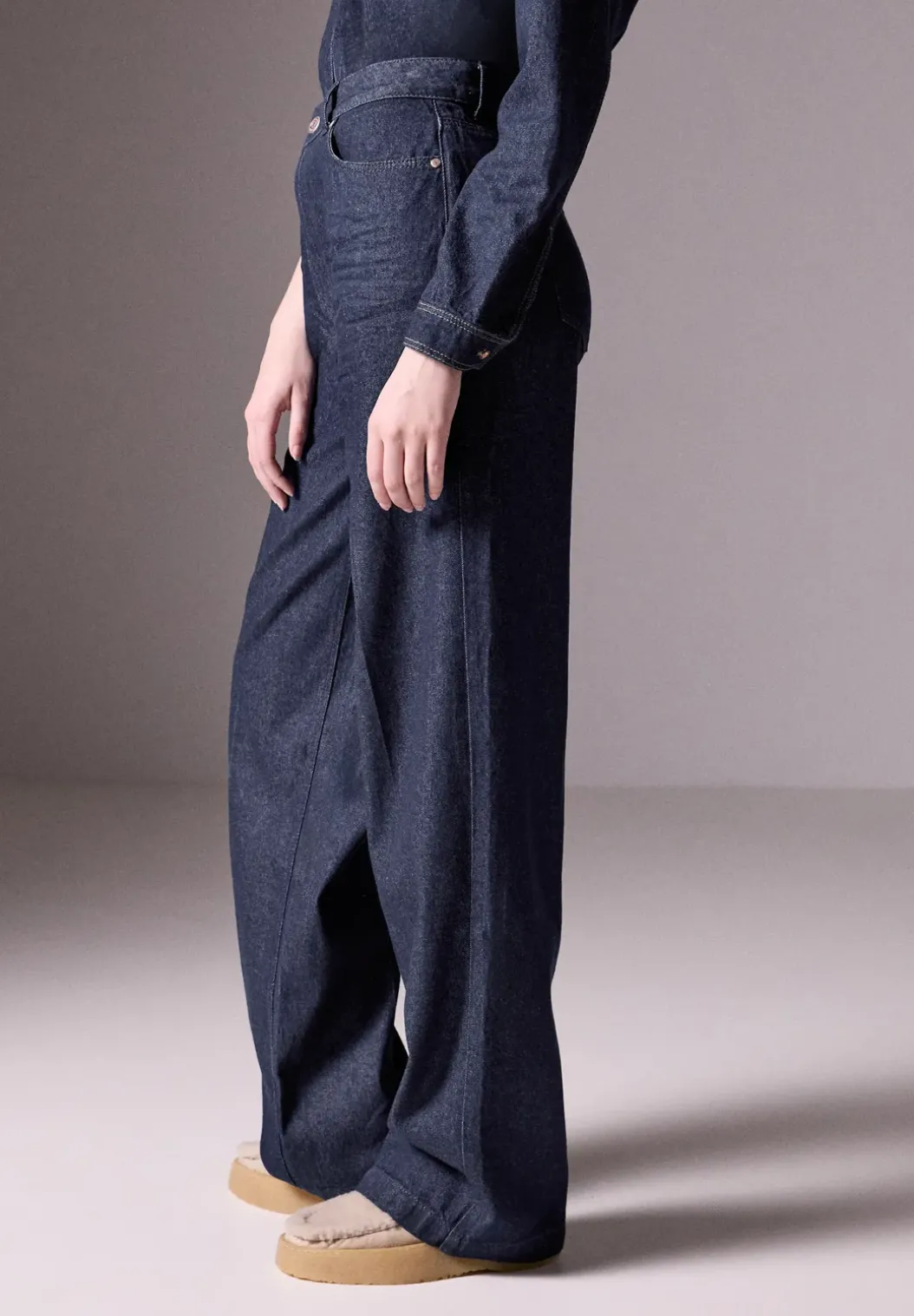 Wijde denim broek