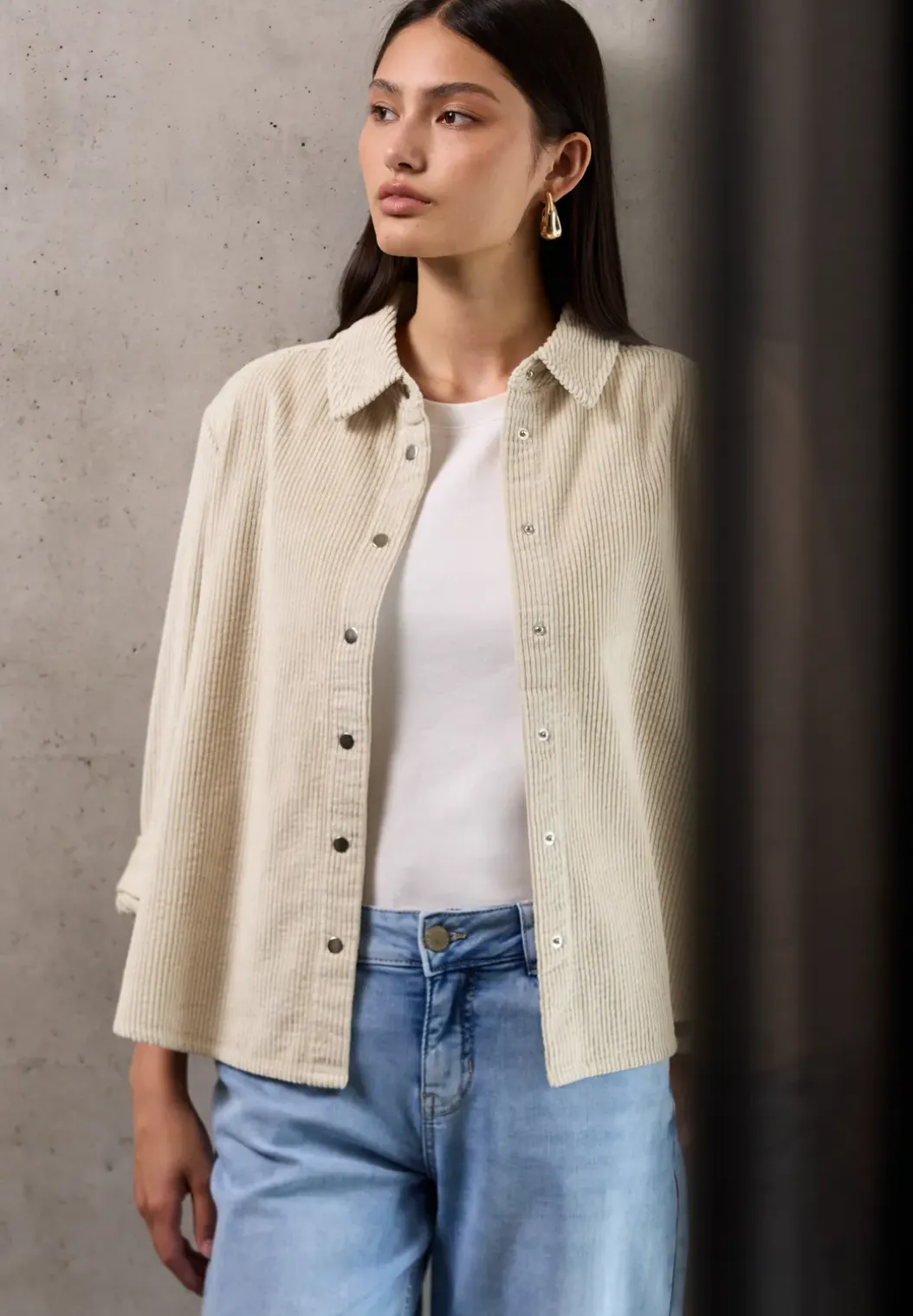 Zachte corduroy overhemdblouse