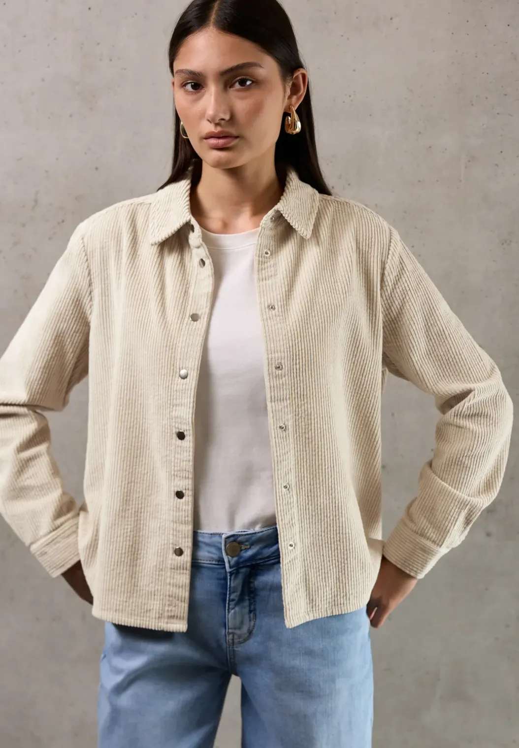 Zachte corduroy overhemdblouse